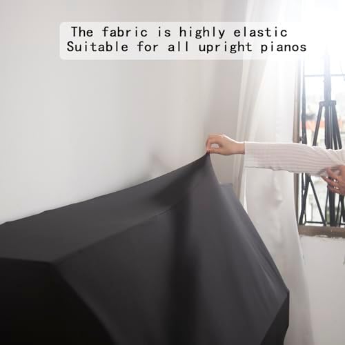 Waterproof Dustproof Elastic Piano Cover - Minimalist All-Black Design - Universal Fit for All Upright Pianos - Stretch Fabric, Easy Instal - Image 4