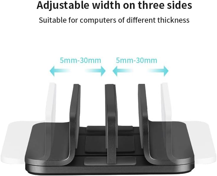 Aluminum Alloy Double Slot Storage Port Vertical Laptop Stand，laptop stand for desk，adjustable laptop stand，Applicable to all MacBook models - Image 7