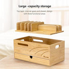 Homde Bamboo Charging Station Organizer: 6 Compartments and Drawer - Image 2