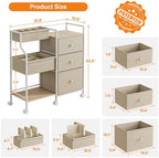 Modanais Baby Diaper Caddy Organizer Rolling Cart with Drawers, Off White - Image 2