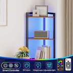 HOOBRO 5-Tier Corner Shelf Stand, Corner Shelf with LED Light, 56.3" Tall Corner Bookshelf, Display Rack Storage Organizer with Table, for Small Spaces, Living Room, Entryway, Rustic Brown BF69DCJ01 - Image 5