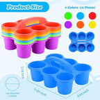 VZZNN 12 Pack Classroom Caddy Organizer with Handle Multicolor Plastic Table Caddy 6 Compartments Storage Cup Holder for School Supplies Art Crafts Crayons Pencils Stackable Desk Caddy for Office - Image 2