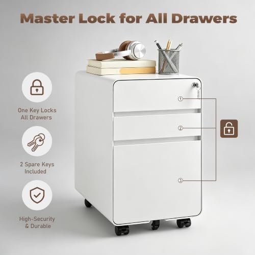 Approgreent 3 Drawer Mobile File Cabinets for Home Office - Image 4