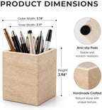 Koville Travertine Toothbrush Holder, Natural Marble Stone Makeup Brush Holder, Rectangular Pencil Cup Office Countertop Organizer Utensil Container Vanity Bathroom Kitchen Sink(Beige) - Image 2