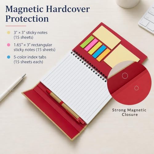 Custom Logo Magnetic Spiral Notebook with Sticky Notes 50 Pack - Image 4