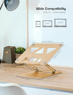 Aoviho Adjustable Laptop Stand for Desk,Portable Laptop Stand Holder and Riser,Foldable Aluminum Notebook Computer Stands for MacBook Air Pro HP Lenovo Dell Samsung Chromebook, 10-15.6 inch, Gold - Image 5