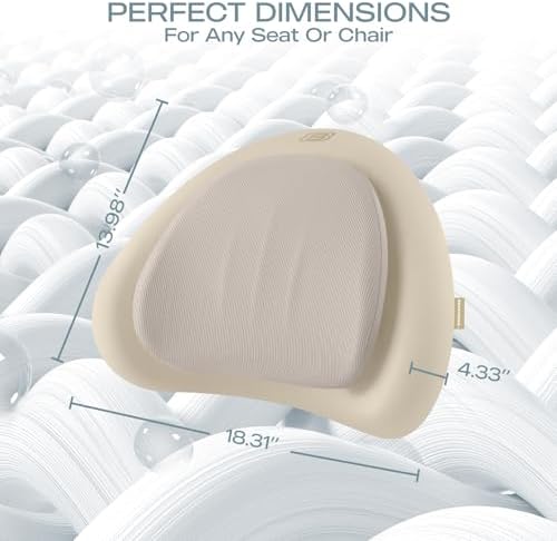 Skechers Lumbar Pillow Premium Memory Foam, Double-Layer-Office Chair Cushion for Tailbone Pain Relief,Butt Pillow for Office Chair,Car seat Cushion,Long Sitting Office Workers,and Car Drivers,Beige - Image 5