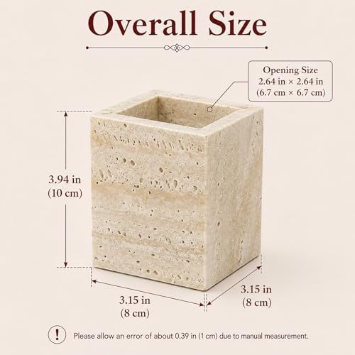 Natural Travertine Desk Organizer Pen Holder - Image 3