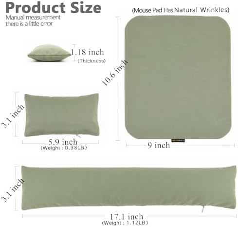 Large Mouse Pad Wrist Support Set, Bean Bag Mouse and Keyboard Wrist Rest Filled Ergo Beads, Easy Typing Gaming Home Office (Light Army Green) - Image 5