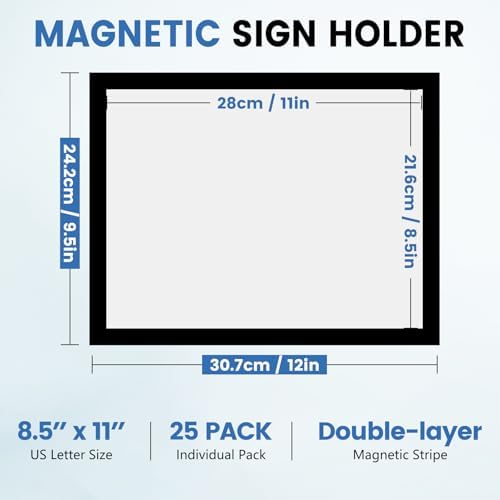 NUITPY 25 Pack Magnetic Sign Holder, 8.5in x 11in Magnetic Paper Holder - Image 2