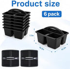 6 Pack 4 Compartment Classroom Caddy with Handle, Black - Image 2