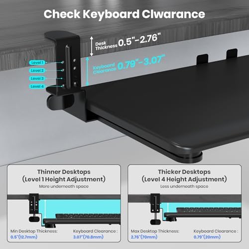 Large Keyboard Tray Under Desk, Pull Out Keyboard & Mouse Tray for Typing - Image 5