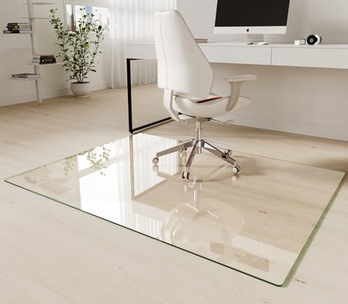[Upgraded Tempered Glass] Koonmi 44" x 58" Office Floor Desk Chair Mat for Carpet & Hardwood Floor by KOONMI