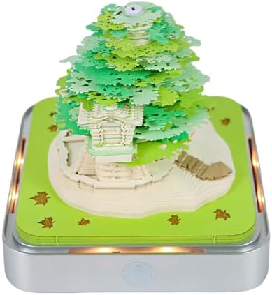 3D Memo Pad Time Piece Calendar 2027, 3D Tear-Off Art Desk Calendar 2027, Creative 3D Memo Pad Paper Art Tree House DIY Paper Carving Decoration (Tree House - Green) by PTAEXCEL