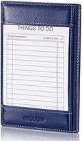 HISCOW Leather 3x5 Index Card Holder, Pocket Note Jotter, Antiqued Blue by HISCOW