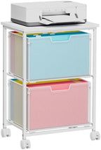 Sbanmao Letter/Legal Rolling File Cabinet, Rolling File Cart with 2 Drawers Filing Cabinet for Home Office, Hanging File Folders Organizer for Under Desk Storage, Mobile Printer Stand, White by shengbaomaoyi