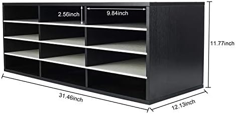 PAG-Mass Mail Sorter Organizer, Wood Countertop Literature Organizer, Student Mailbox for Classroom, Desktop Bill Paper Organizer for Office Home School, 12 Compartments, Black&White - Image 5