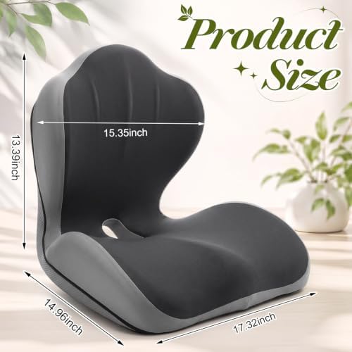 Chumia Ergonomic Seat Cushion Back Support for Office Chair Car, Gray - Image 2