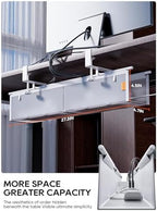 27" No Drill Under Desk Cable Management Tray (White) - Image 2