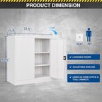Fesbos Metal Storage Cabinet-36” Tall Steel File Cabinets with Lockable Doors and Adjustable Shelves-White Steel Storage Cabinet for Home Office, School, Garag - Image 3