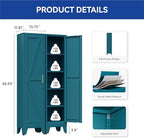 COFaR 67'' Tall Narrow Bathroom Storage Cabinet, Metal Farmhouse Skinny Pantry Cabinet with 4 Adjustable Shelves and One Door, Slim Cabinet Storage for Kitchen Laundry, 5-Tier Peacock Blue - Image 3