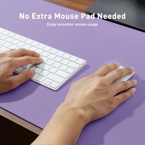 Aothia Faux Leather Desk Mat Mouse Pad, 63" x 24", Light Purple - Image 3