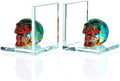 Glass Skull Book Ends for Shelves with Plating Multicolor Crystal Skulls by Ornalrist