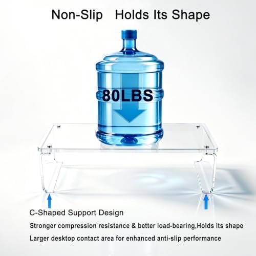 Acrylic Monitor Stand Riser L18.5" x H5" | Multi-Purpose Desk Organizer for Monitor & Laptop, Compatible with PC, Apple Studio Display and Printer, Ideal for Home Workspaces & Office Desks (Transparent） - Image 3