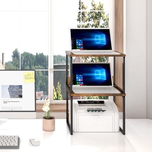 MARTY Desktop Printer Stand 2 Pack Printer Shelf for Desk Home/Office,Brown - Image 6