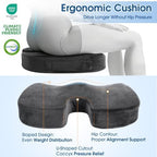 CloudBliss Ergonomic Seat Cushion & Lumbar Support Pillow Set, Grey, Large - Image 6