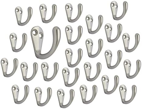 QCAA Premium Quality Single Prong Hook Hanger, Zinc Die Cast, Matte Nickel, Made in Taiwan, 25 Pack - Image 2