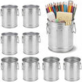 9 Pcs Galvanized Pen Holder, Metal Trash Can, with Side Handles by Unknown