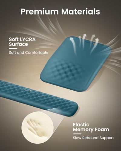 ProtoArc KMP50 Ergonomic Mouse Pad with Wrist Rest, Lycra Surface, Blue - Image 3