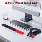 Ospelelf Mouse Pad with Wrist Rest Set Gel Ergonomic Keyboard Wrist Support Anti-Slip Rubber Bottom Office Women Desk Accessories for Computer, Laptop and Gaming, Black and Red - Image 2