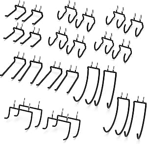 HUHOLE 24 Pack Pegboard Drill Holder Tool Hooks for 1/4 Inch Pegboard by HUHOLE