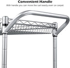 WDT Heavy Duty 3 Tier Utility Cart,Wire Rolling Carts with Wheels, Commercial Grade Service Cart with Shelving Liners and Handle Bar Metal Carts for Kitchen Office Hardware - Image 6