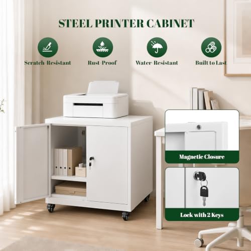 23.6"H Locking Printer Cabinet with Storage & Adjustable Shelf - Image 5