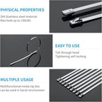 XINGO 11.8 inch Metal Zip Ties (600 Pack), 304 Stainless Steel Heavy Duty Zip Ties, 300lbs Tensile Strength, Multi-Purpose Self-locking Cable Ties for Exhaust Wrap, Outdoor and Canopy Etc - Image 4