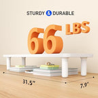 AFOOYO Dual Monitor Stand For Desk,31 Inch Adjustable Wood Computer Riser Desktop Storage Stand For Computer,Laptop,Printer,TV,White Grid - Image 7