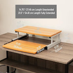 Mind Reader Monitor Stand, Sliding Keyboard Drawer, Laptop, Riser, Office, Wood/Metal, 20"L x 14.75"W x 5.9"H, Brown, Silver - Image 3