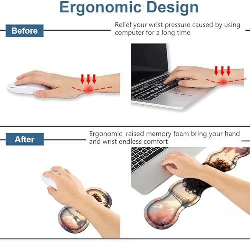 Ergonomic Keyboard Wrist Rest & Mouse Pad Wrist Rest Set, Large XXL Gaming Desk Mat 31.5"x 11.8" with Memory Foam, Easy Typing Pain Relief for Office & Home, Cute African American Girl - Image 3