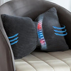 HIGOGOGO Lumbar Support Pillow for Recliner Chair, Bow Knot Shaped Back Support Cushion, Striped Corduroy Soft Decorative Lumbar Pillow for Office Chair, Sofa, Car, Bed, Living Room - Dark Grey - Image 3