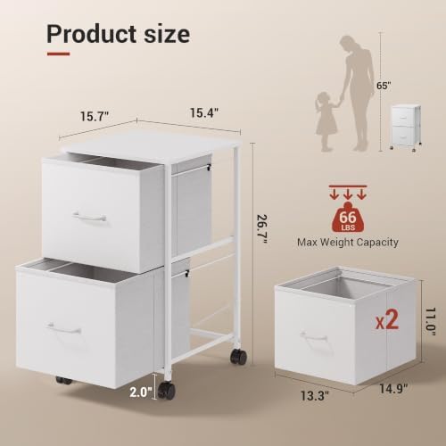 DEVAISE 2 Drawer Mobile File Cabinet with Open Storage Shelf - Image 3