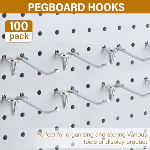 Shimeyao 100 Pcs Peg Board Hooks Stainless Steel Pegs,2.8 Inch,Silver - Image 5