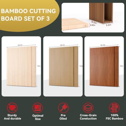 Book Cutting Board Set with Wooden Stand,Wooden Cutting Boards for Kitchen - Image 6