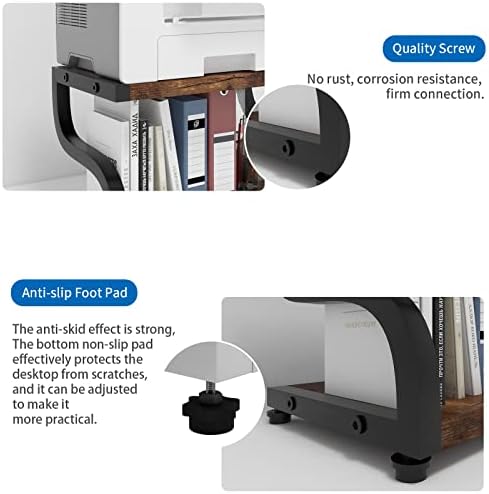 PUNCIA 2 Tier Wood Printer Stand with Storage Heavy Duty Desktop Shelf - Image 4