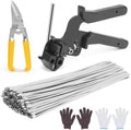 Metal Zip Tie Tool Set，Stainless Steel Cable Tie Gun Kit with 200pcs 12inch Metal Zip Ties heavy duty outdoor(300LBS) and Industrial Cutting Tool,Corrosion Resistant for Fence, Pipe, Industrial Use by MasiStranth
