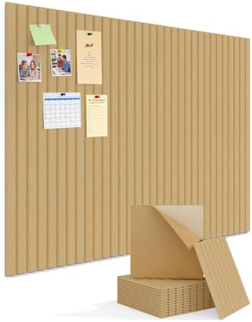 Kuchoow Large Felt Bulletin Board Cork Tiles for Wall Office Decor Brown Memo Pinboards, 48" × 36" Self Adhesive 12 Pack Photo Display Decorative Mood Corkboard Panels for Classroom Kitchen Home by Kuchoow