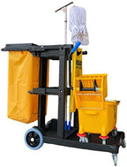 Simpli-Magic Janitorial Cart, 330 lbs Capacity – 3-Shelf Commercial Housekeeping Cleaning Cart on Wheels, 25 Gallon Bag with Lid – Stable, Smooth Movement by Simpli-Magic