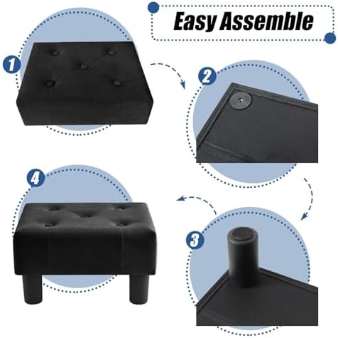 BRIAN & DANY Small Foot Stool, Velvet Foot Stools with Legs, Stable Small Footstool for Living Room, Ink Black - Image 5
